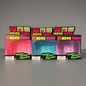 🔥Nee Doh NICE CUBE Super Solid Squish Squeeze 3Pk Blue/Pink/Purple BNWT🔥